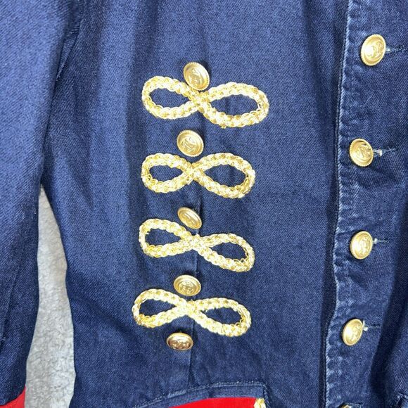 Vintage Unique Jacket From Don’t Stop Size Medium Denim & Velvet Missing Button - Picture 3 of 16